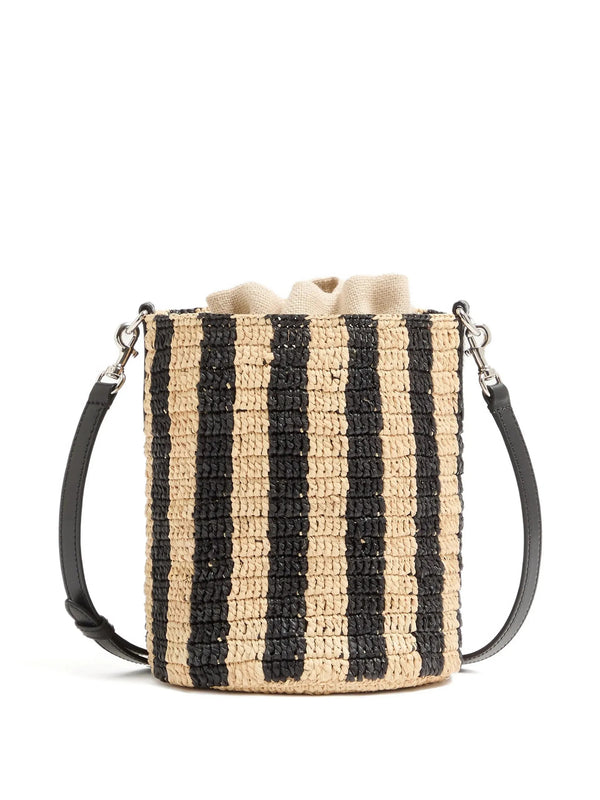 Valentino Garavani small bucket bag in striped raffia