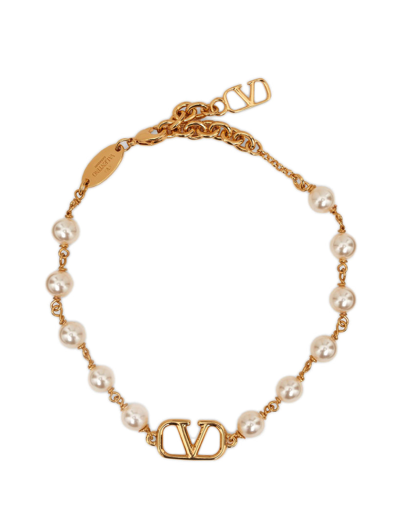 VLogo Signature Bracelet with Pearls
