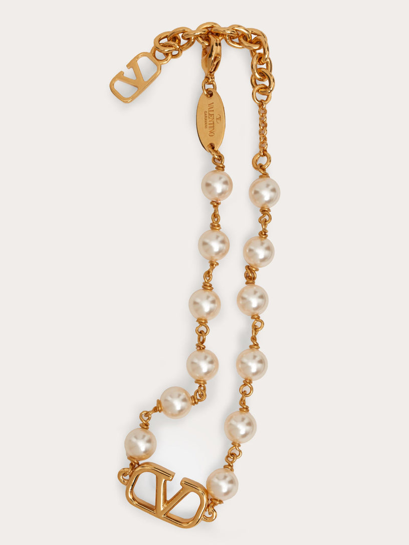 VLogo Signature Bracelet with Pearls