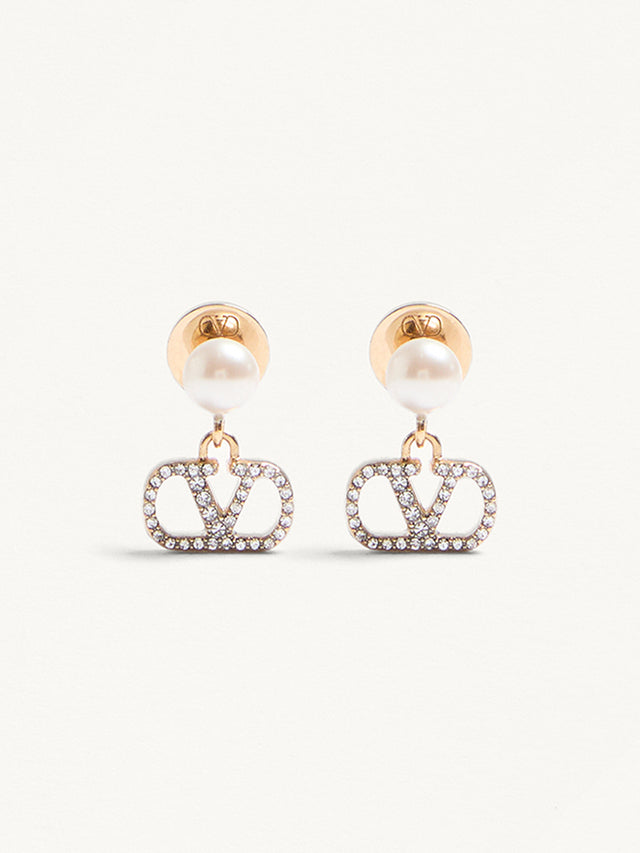 Vlogo Signature Earrings In Metal, Pearl And Swarovski® Crystals