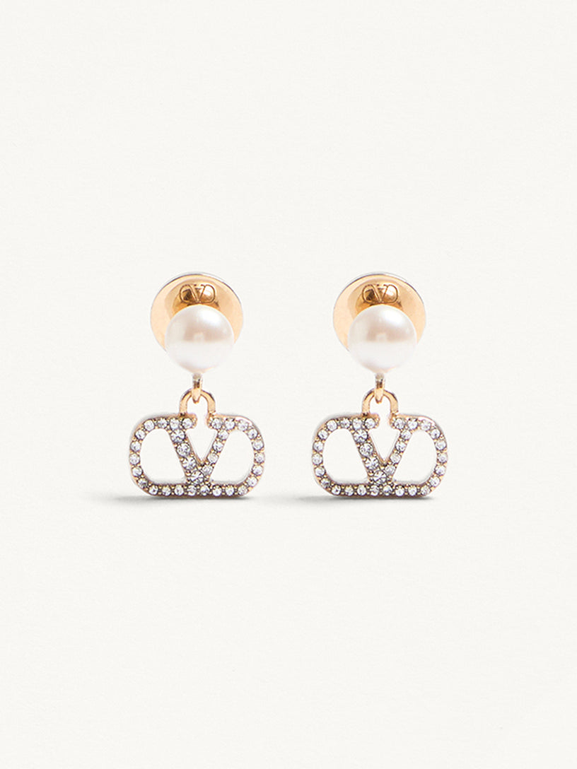 Vlogo Signature Earrings In Metal, Pearl And Swarovski® Crystals