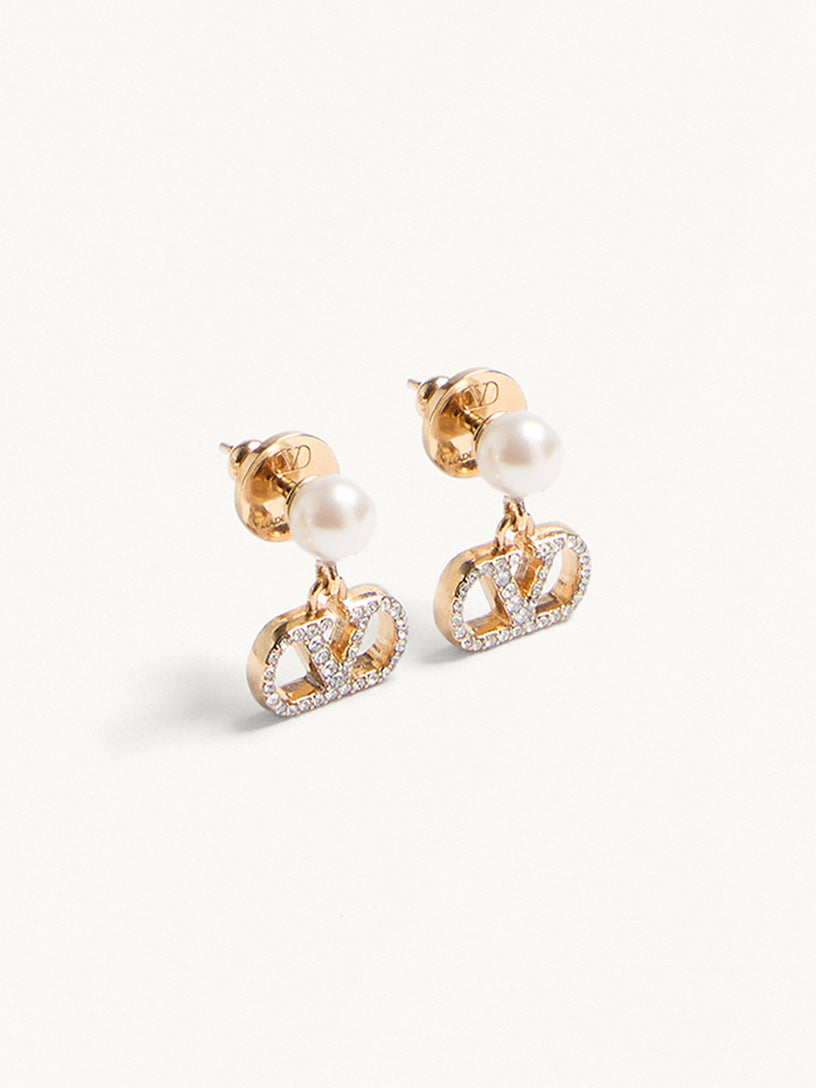 Vlogo Signature Earrings In Metal, Pearl And Swarovski® Crystals