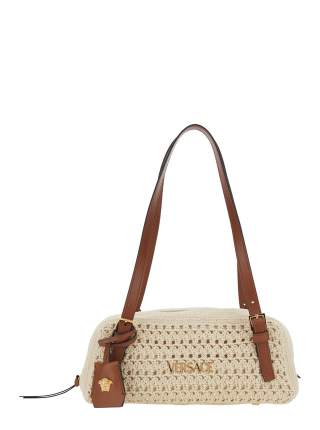 Versace Tag Raffia Bowling Bag