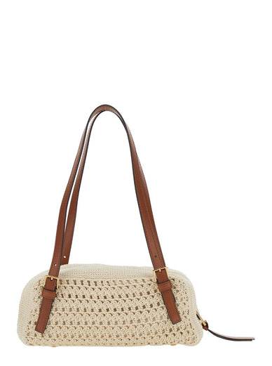 Versace Tag Raffia Bowling Bag