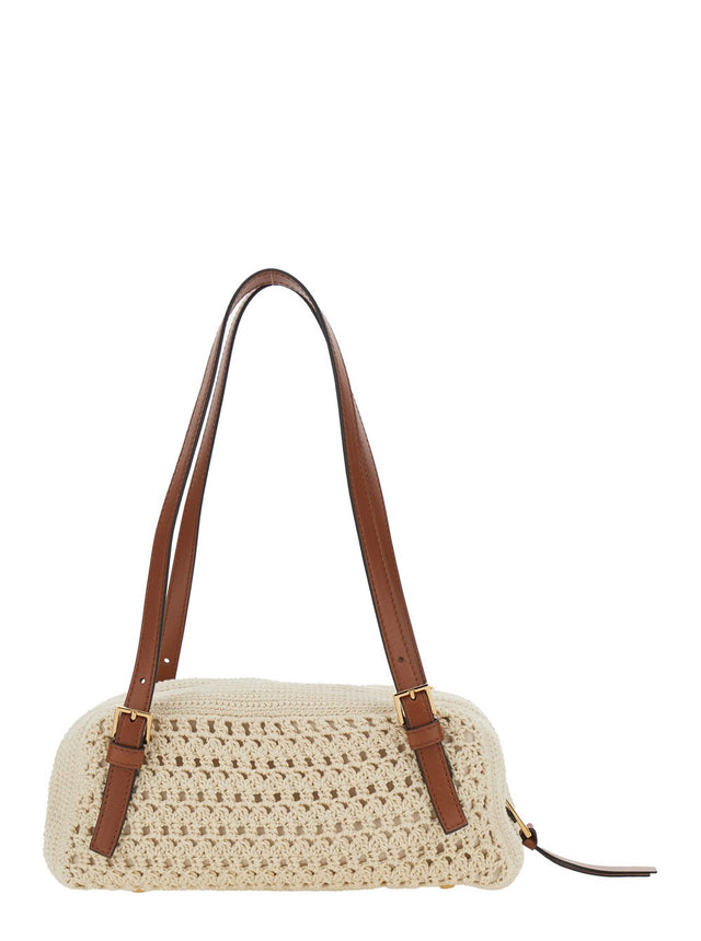 Versace Tag Raffia Bowling Bag