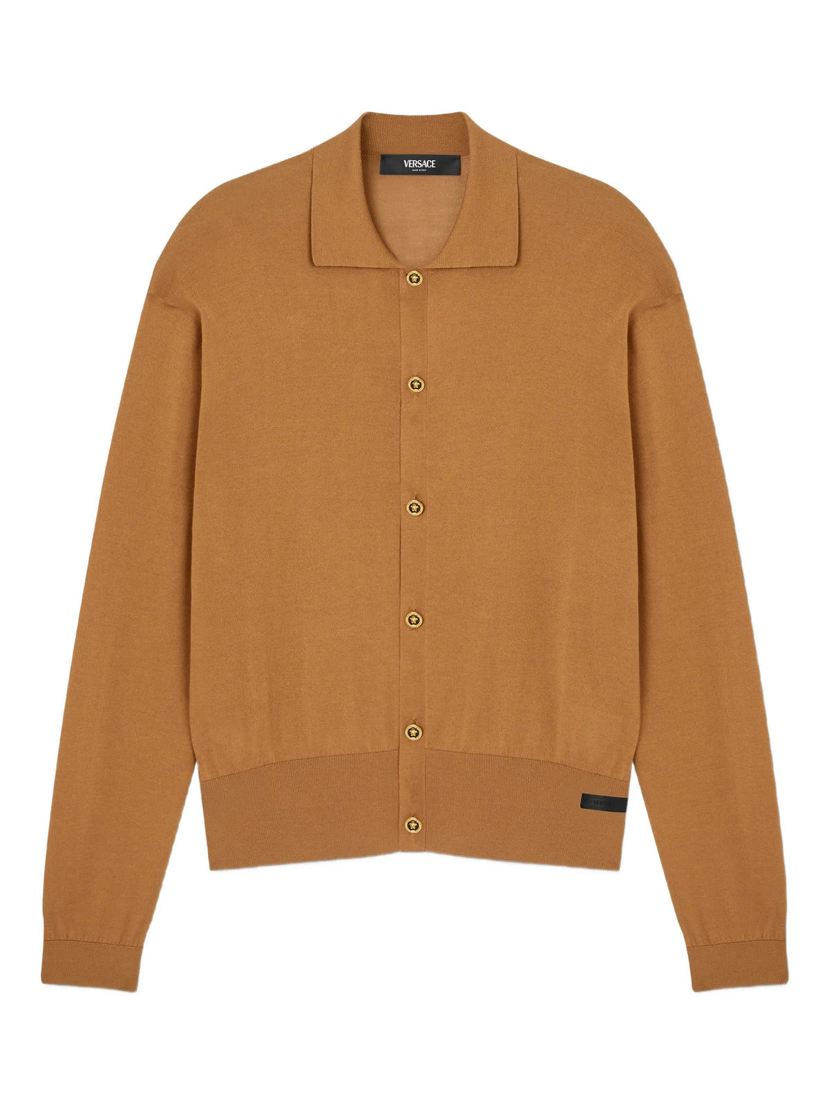 Silk and cotton knit polo cardigan