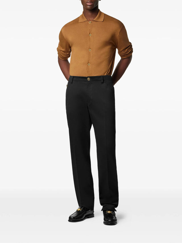 Silk and cotton knit polo cardigan