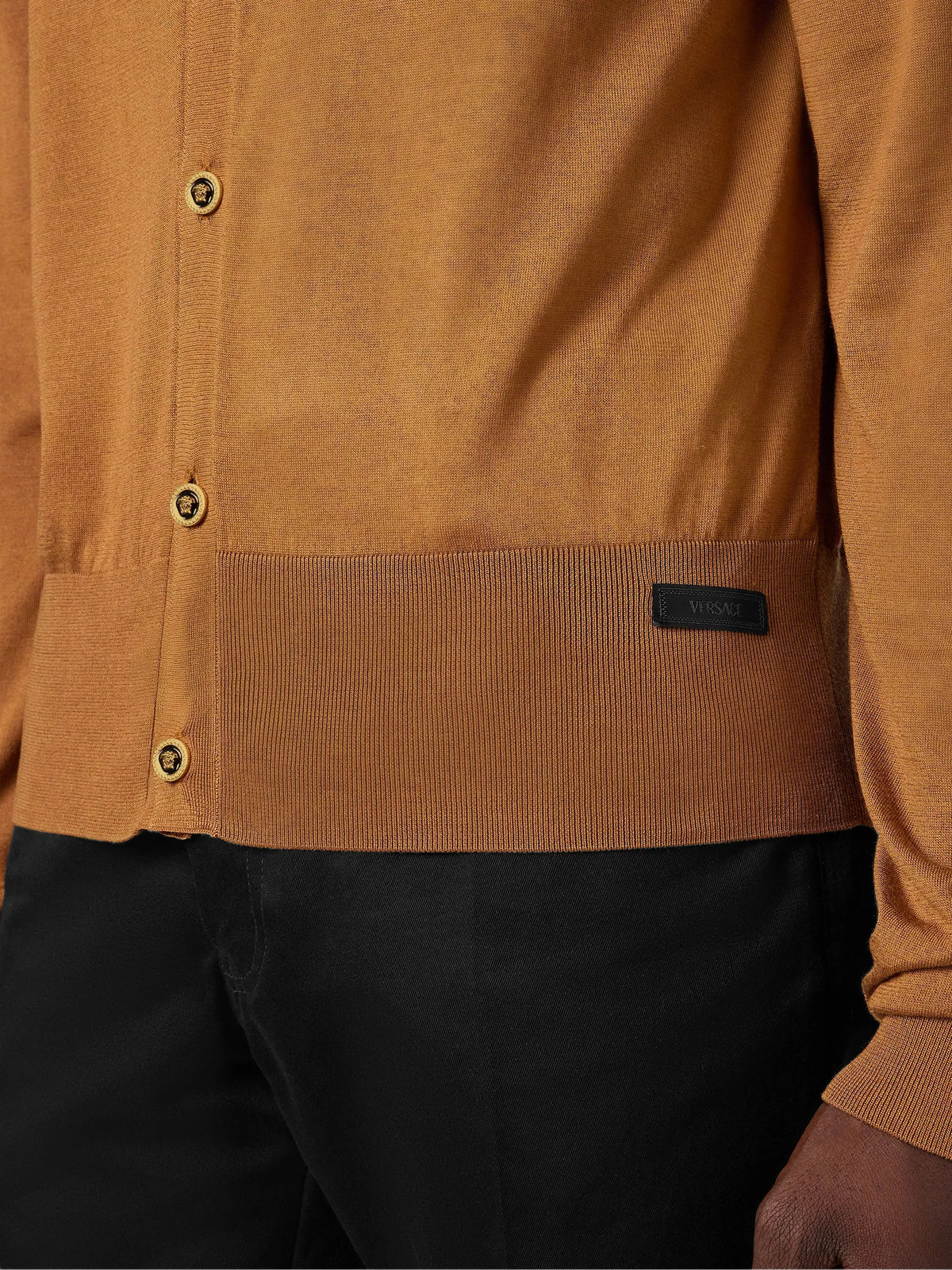 Silk and cotton knit polo cardigan