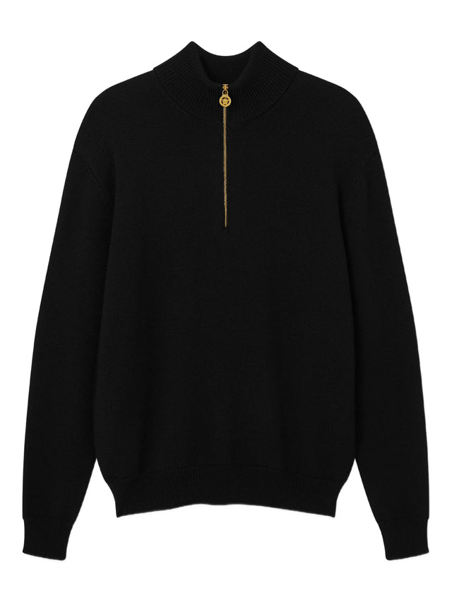 Wool-Blend Half-Zip Knit Sweater
