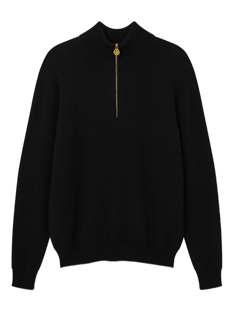 Wool-Blend Half-Zip Knit Sweater