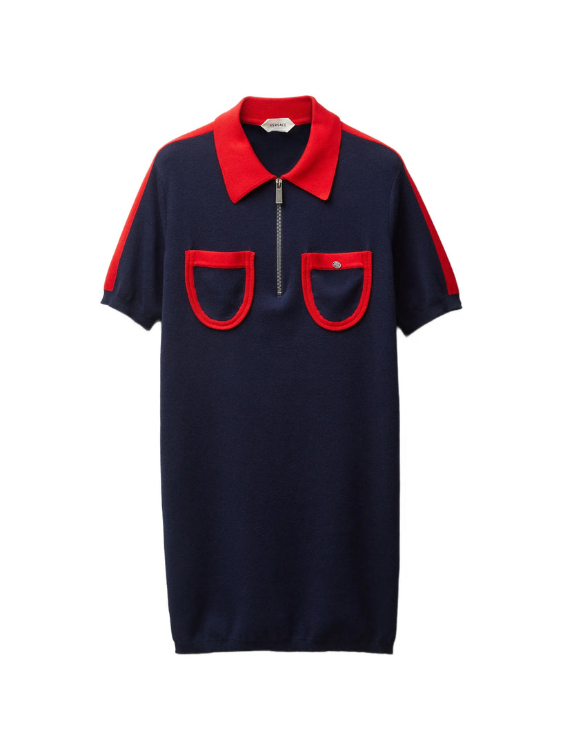 Cotton knit midi dress with zip