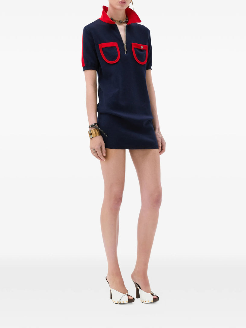 Cotton knit midi dress with zip