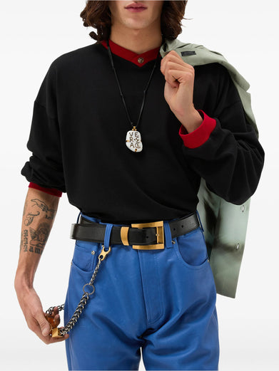 Long-sleeved T-shirt in stretch cotton jersey