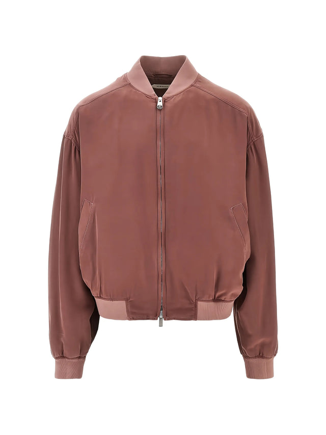 Blouson in popeline di seta tinta in capo