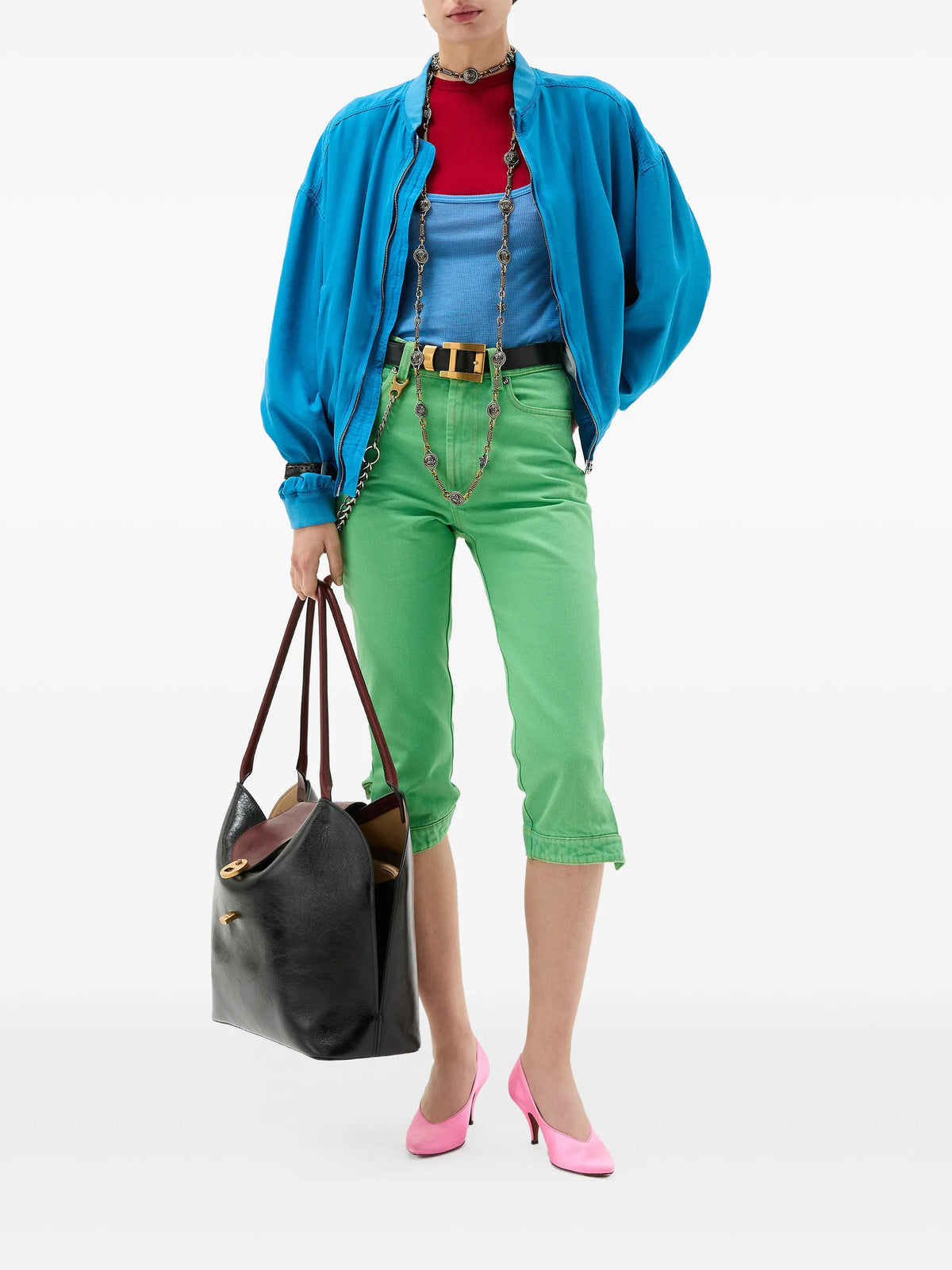 Blouson con zip in popeline di seta