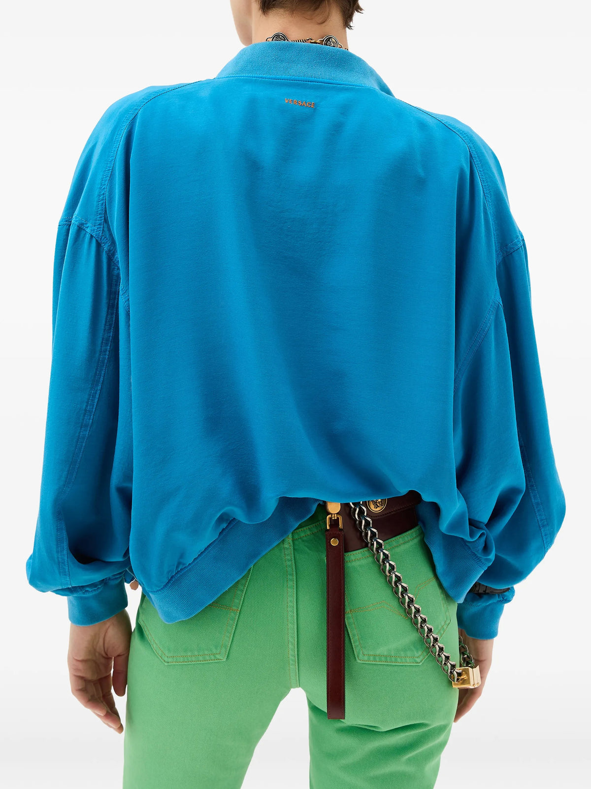 Blouson con zip in popeline di seta