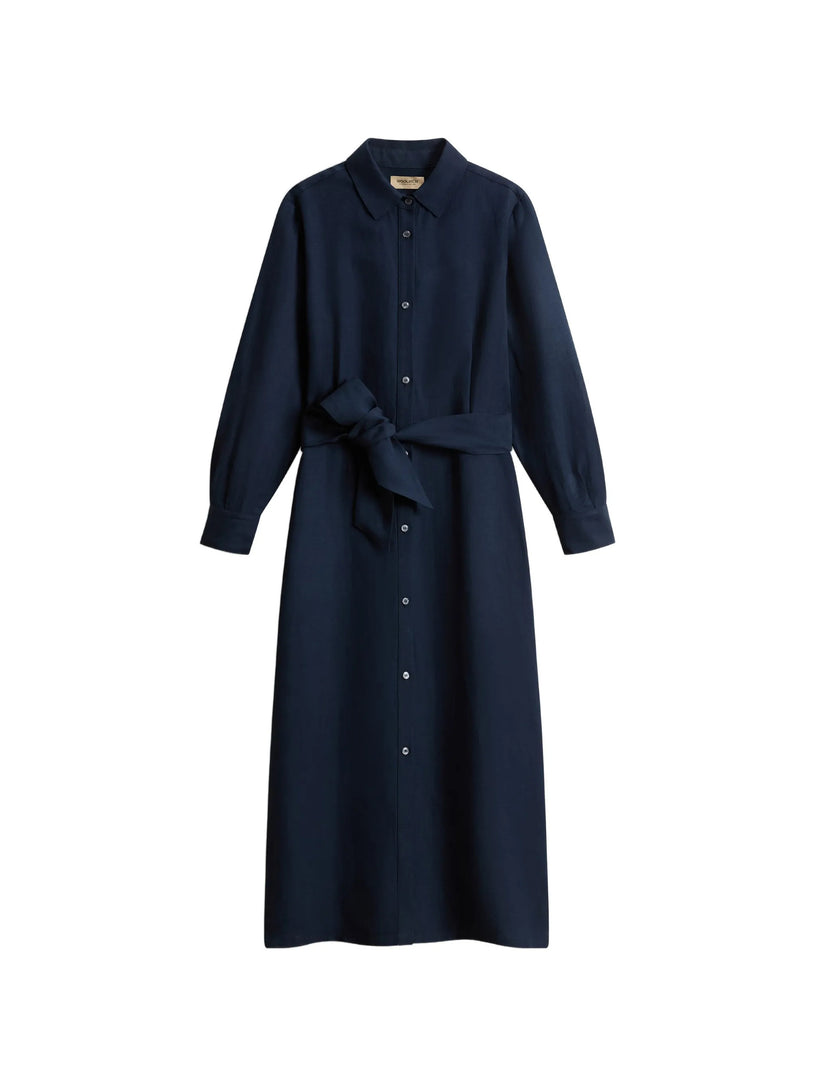 Linen blend shirt dress with belt