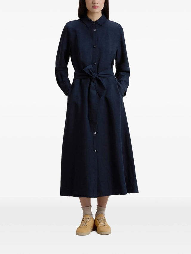 Linen blend shirt dress with belt
