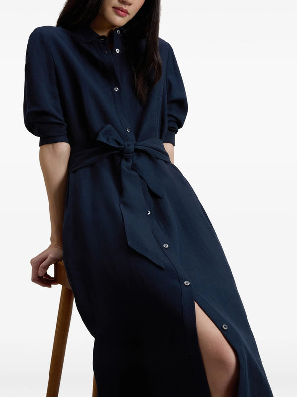 Vestito chemisier in misto lino con cintura