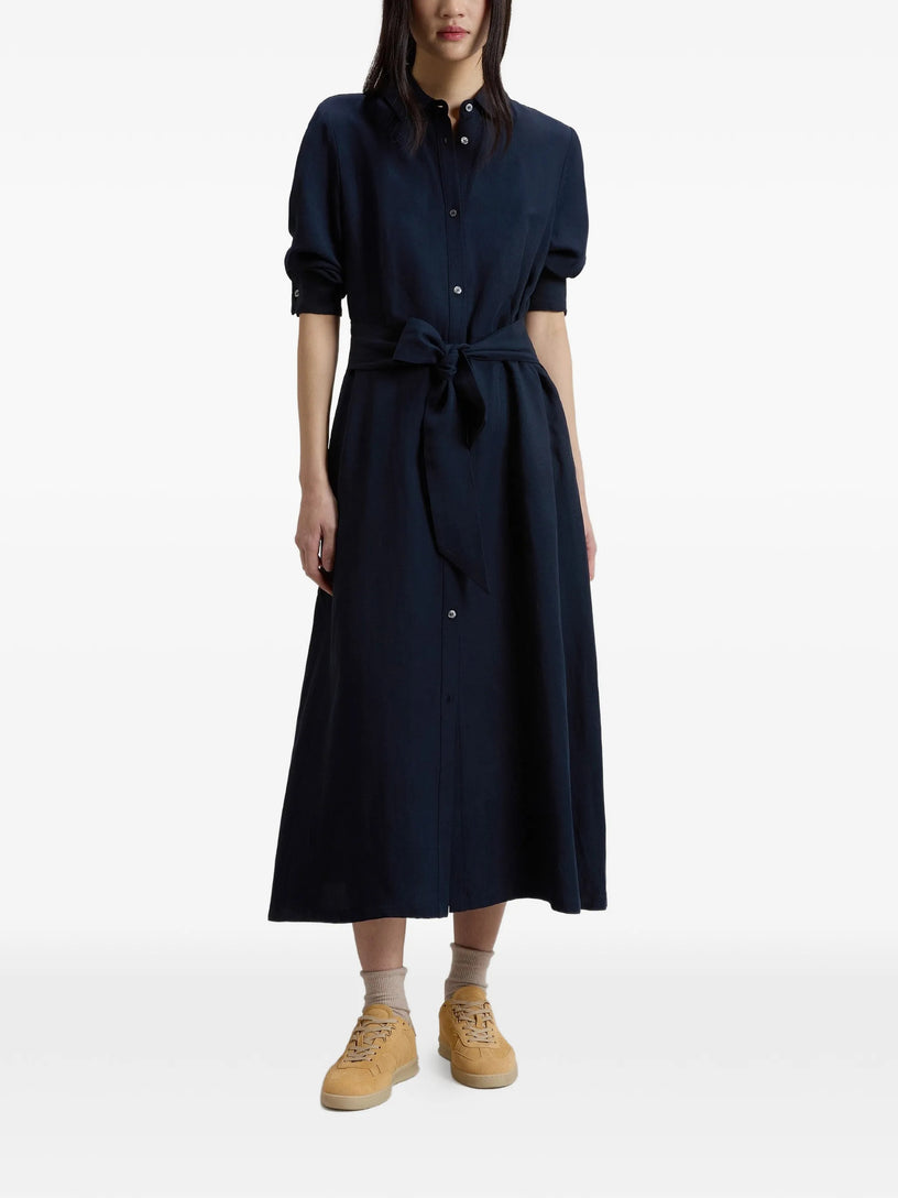Linen blend shirt dress with belt