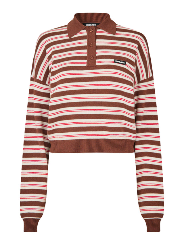 Polo a righe in maglia elasticizzata