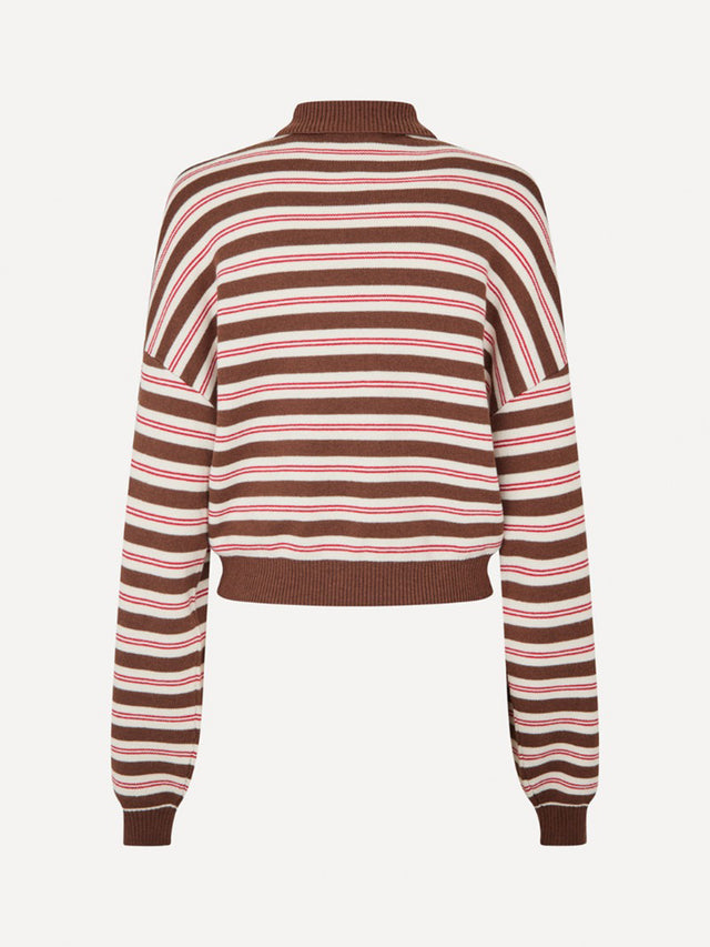 Polo a righe in maglia elasticizzata
