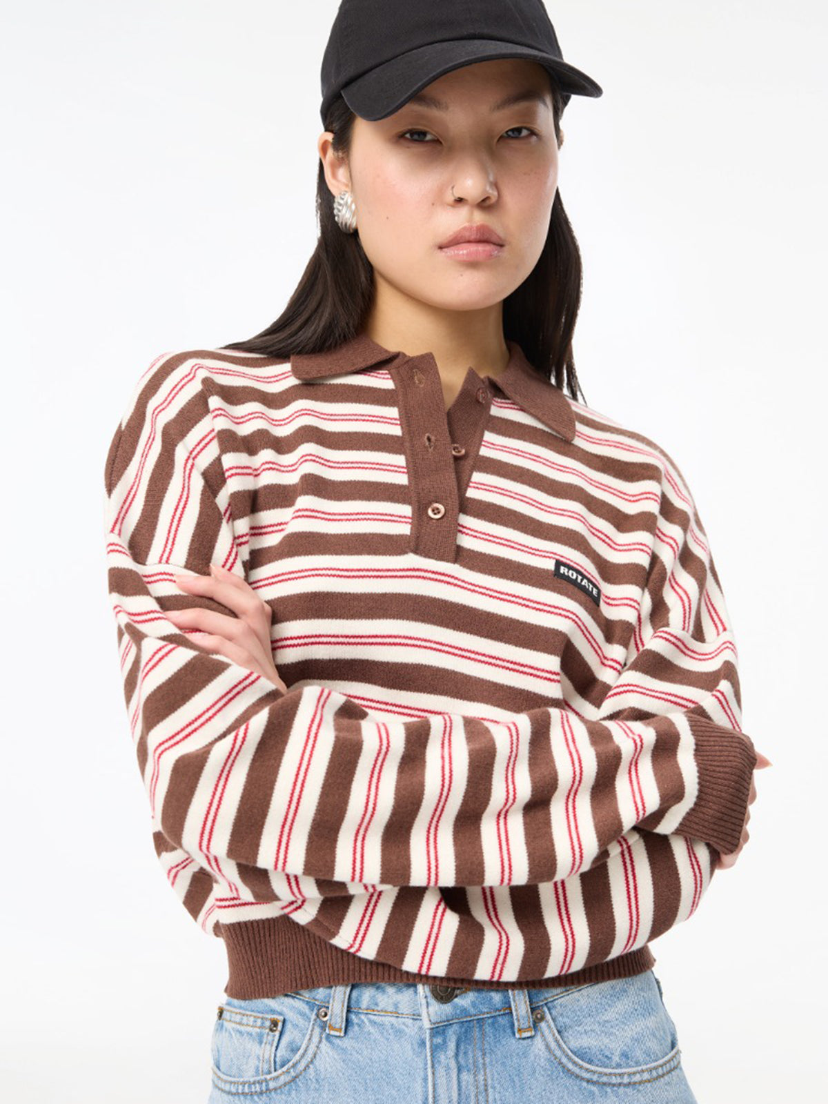 Polo a righe in maglia elasticizzata