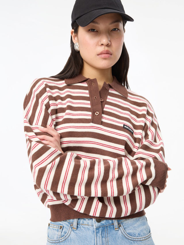Polo a righe in maglia elasticizzata