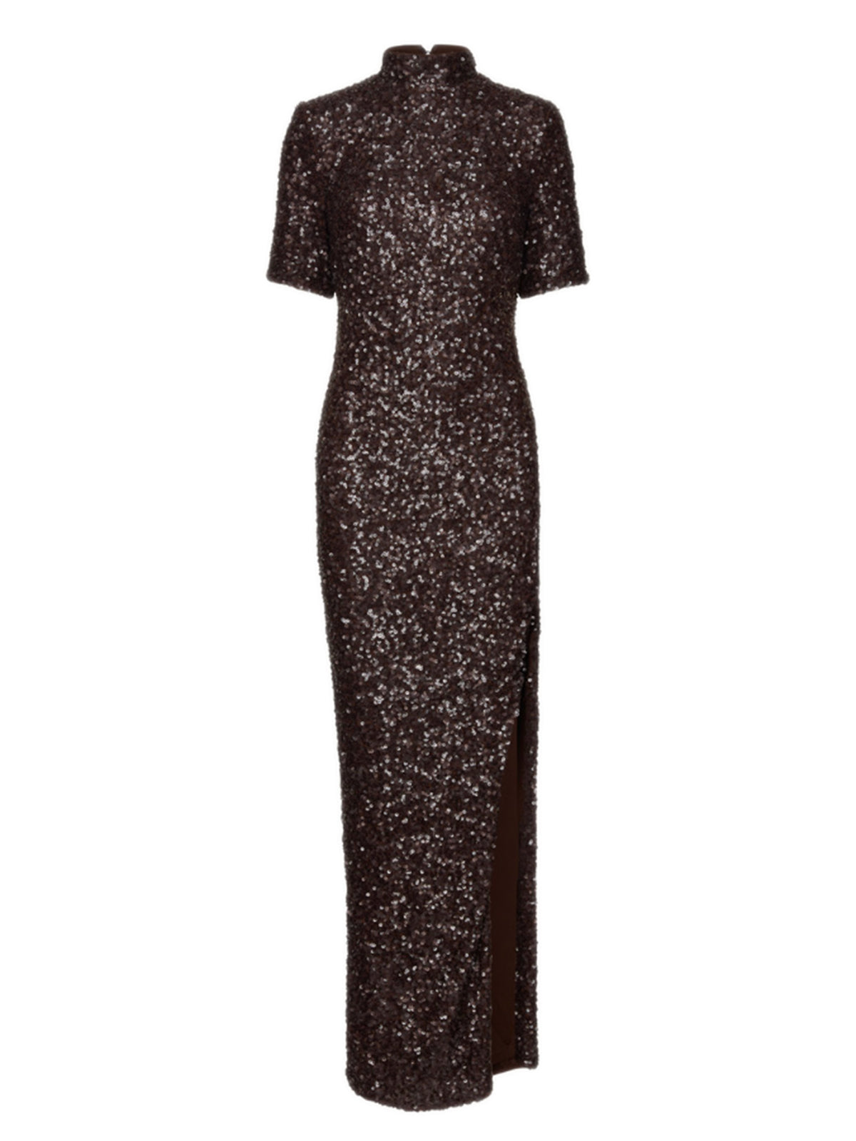 Abito lungo con paillettes e spacco
