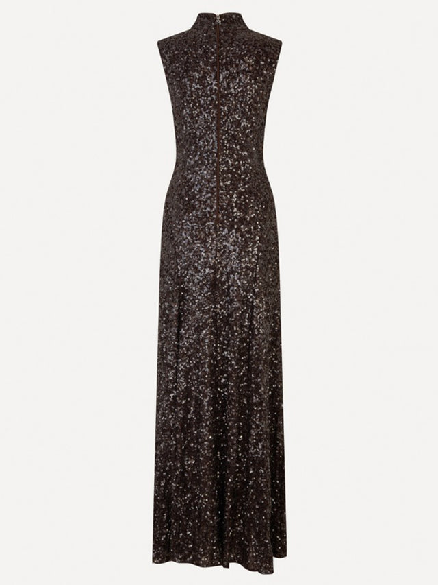 Abito lungo svasato con paillettes