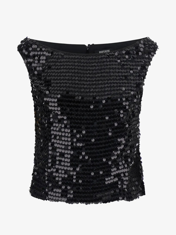 Top con paillettes e spalle scoperte