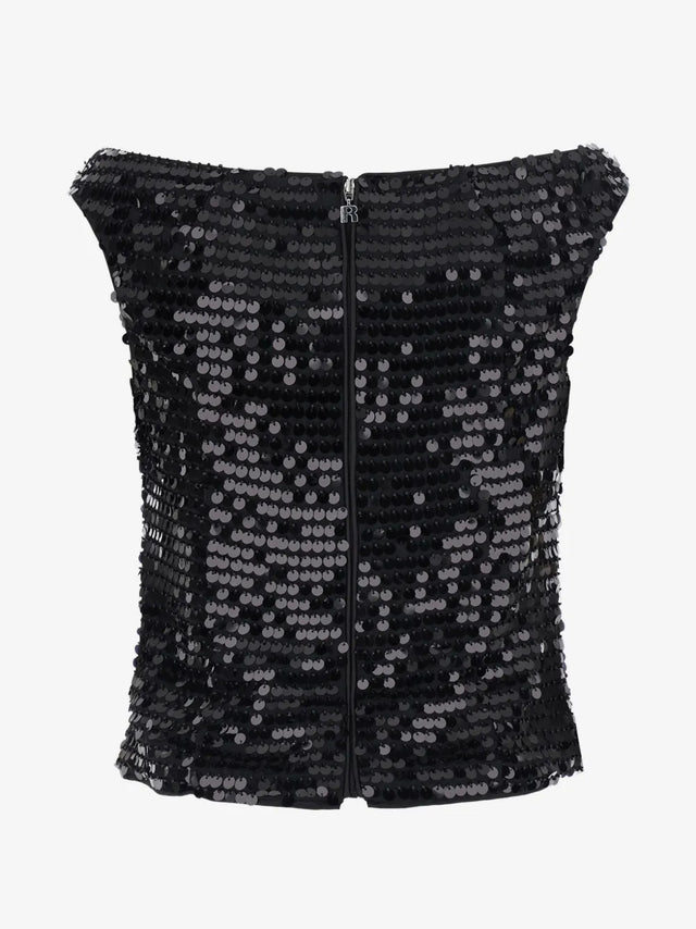 Top con paillettes e spalle scoperte