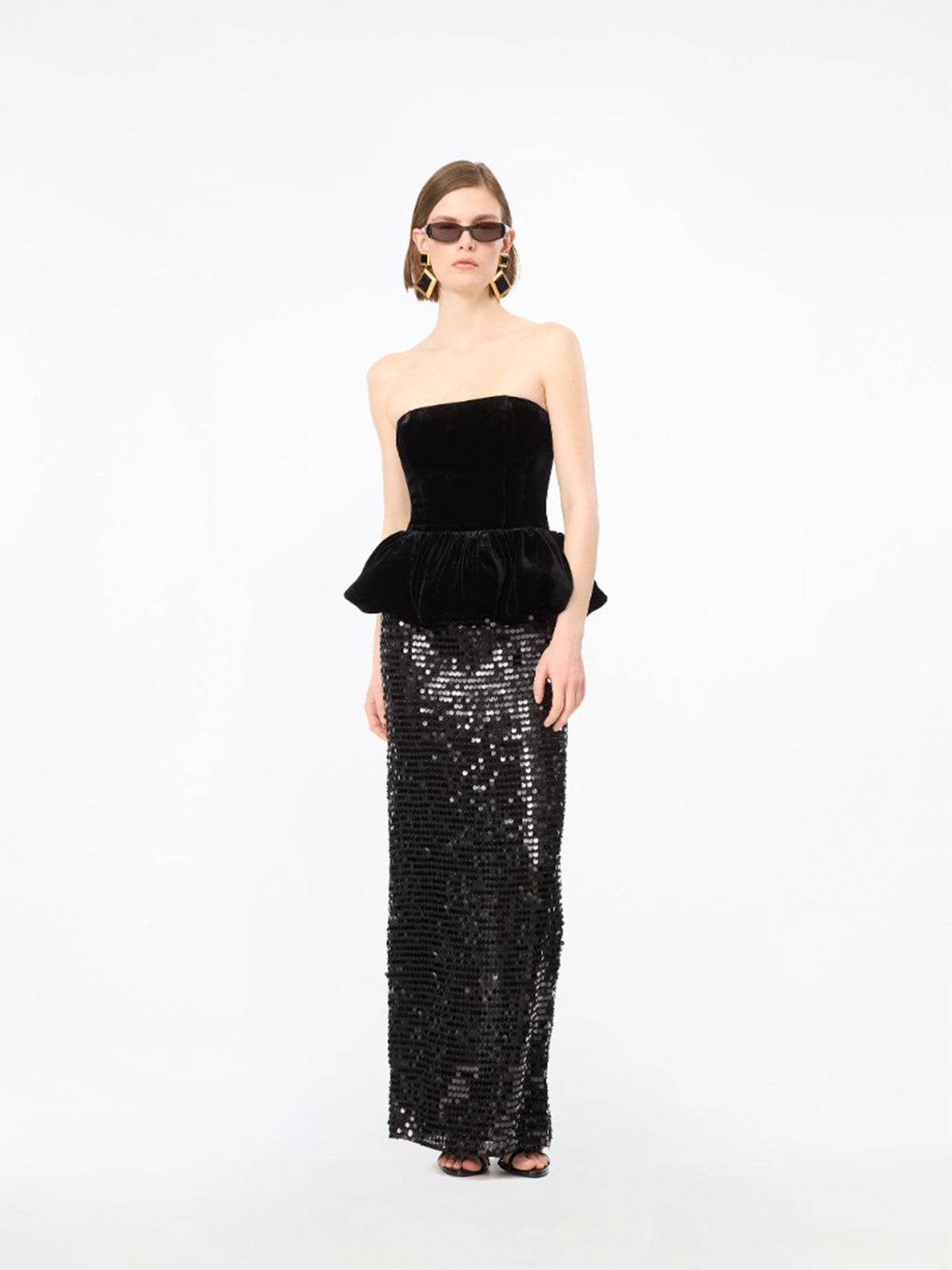 Abito lungo peplo con paillettes