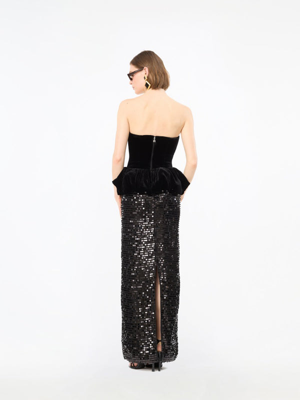 Sequins Maxi Peplum Dress
