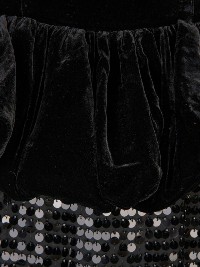 Abito lungo peplo con paillettes