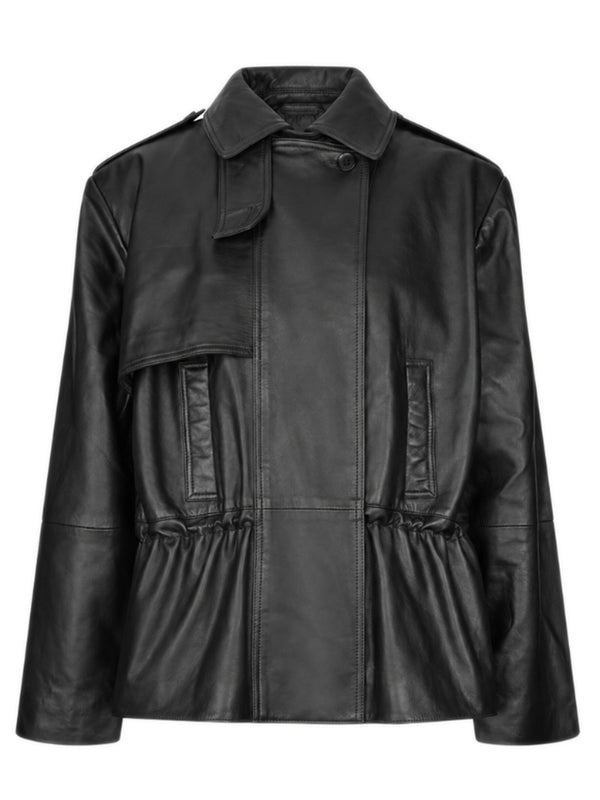 Peplum leather jacket