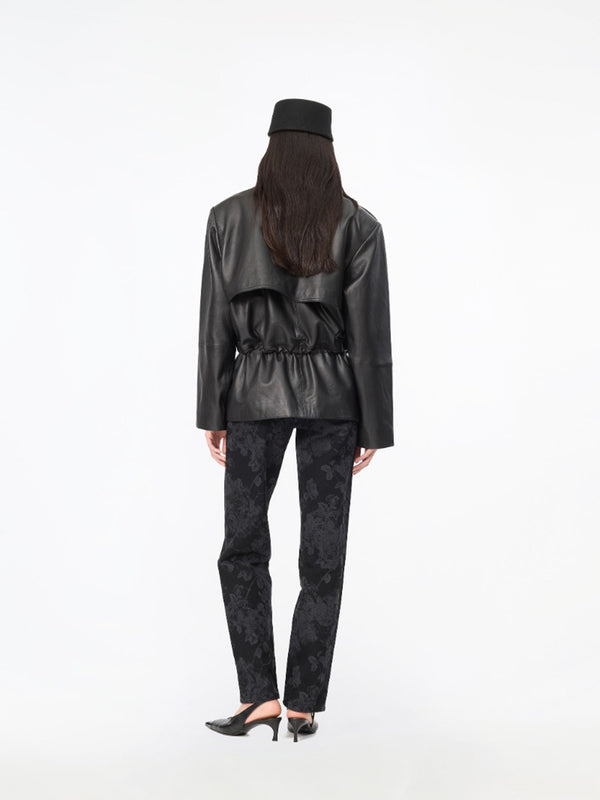 Peplum leather jacket