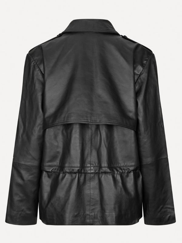 Peplum leather jacket