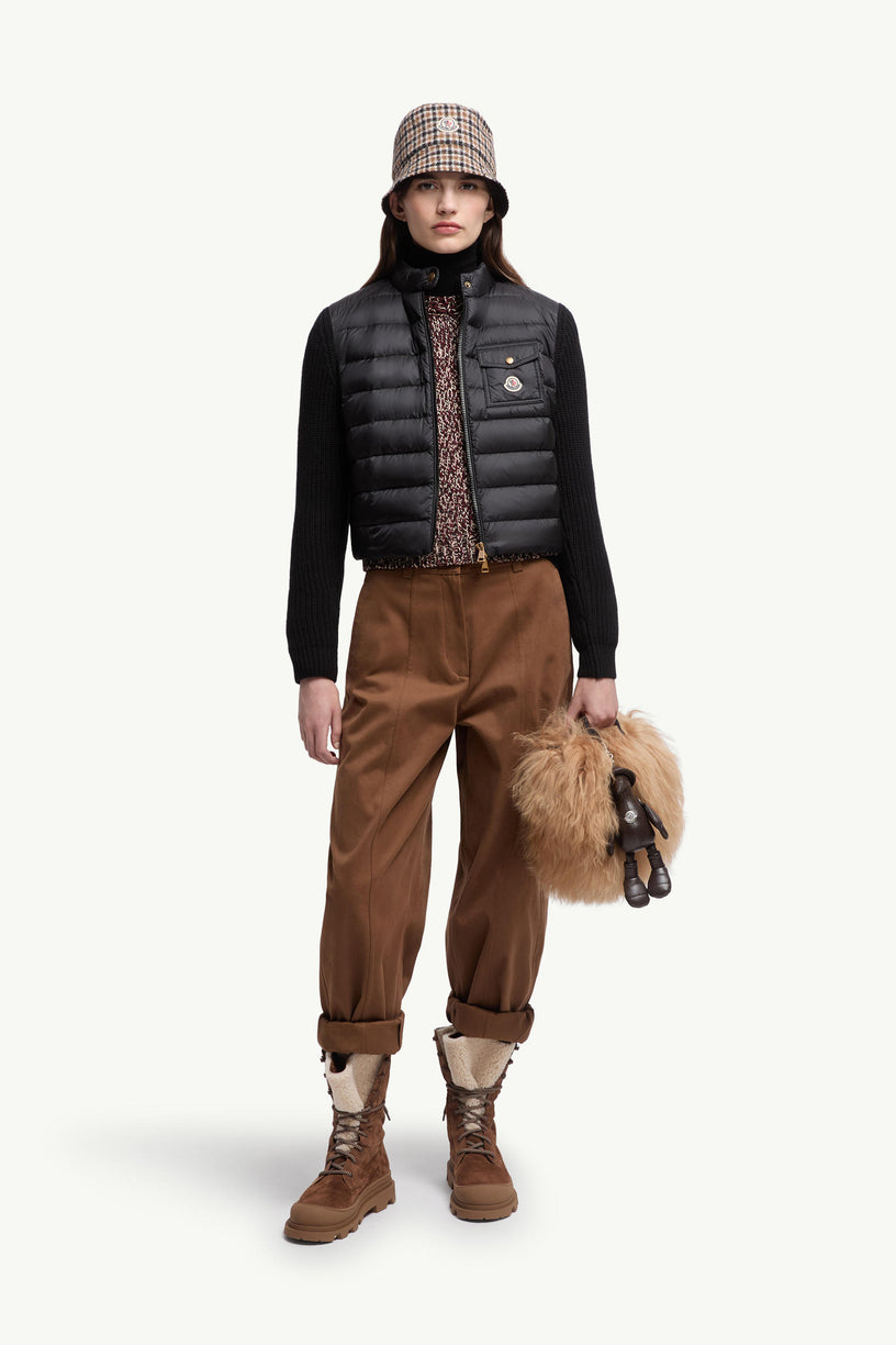 Padded wool cardigan with zip