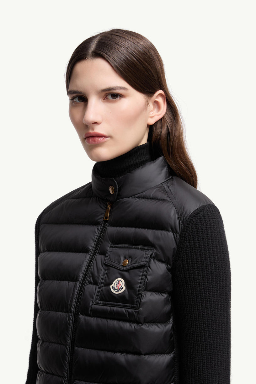 Padded wool cardigan with zip