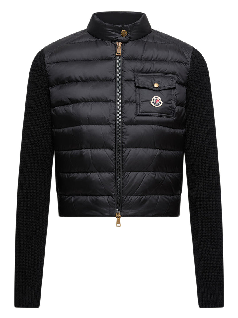 Padded wool cardigan with zip