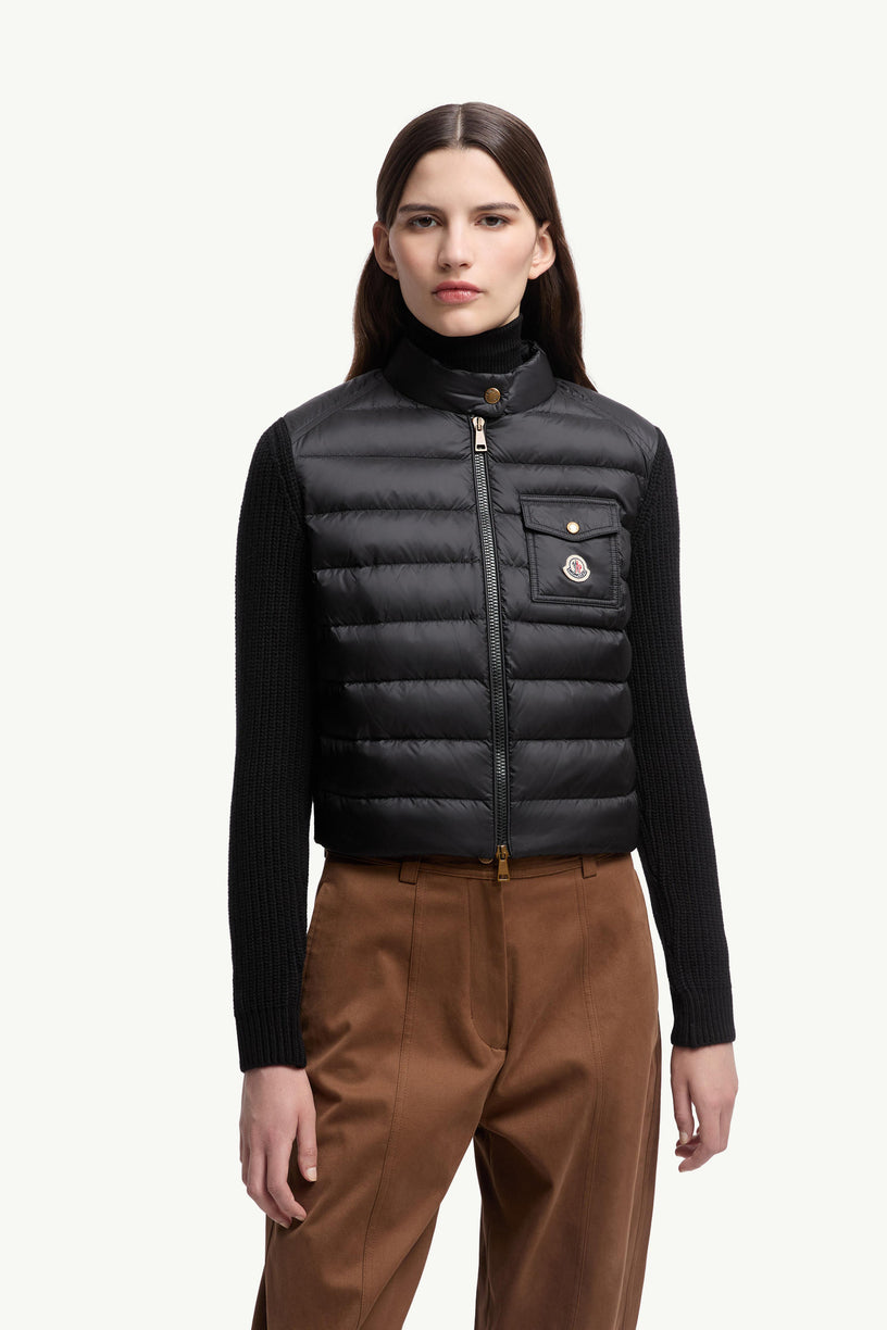 Padded wool cardigan with zip