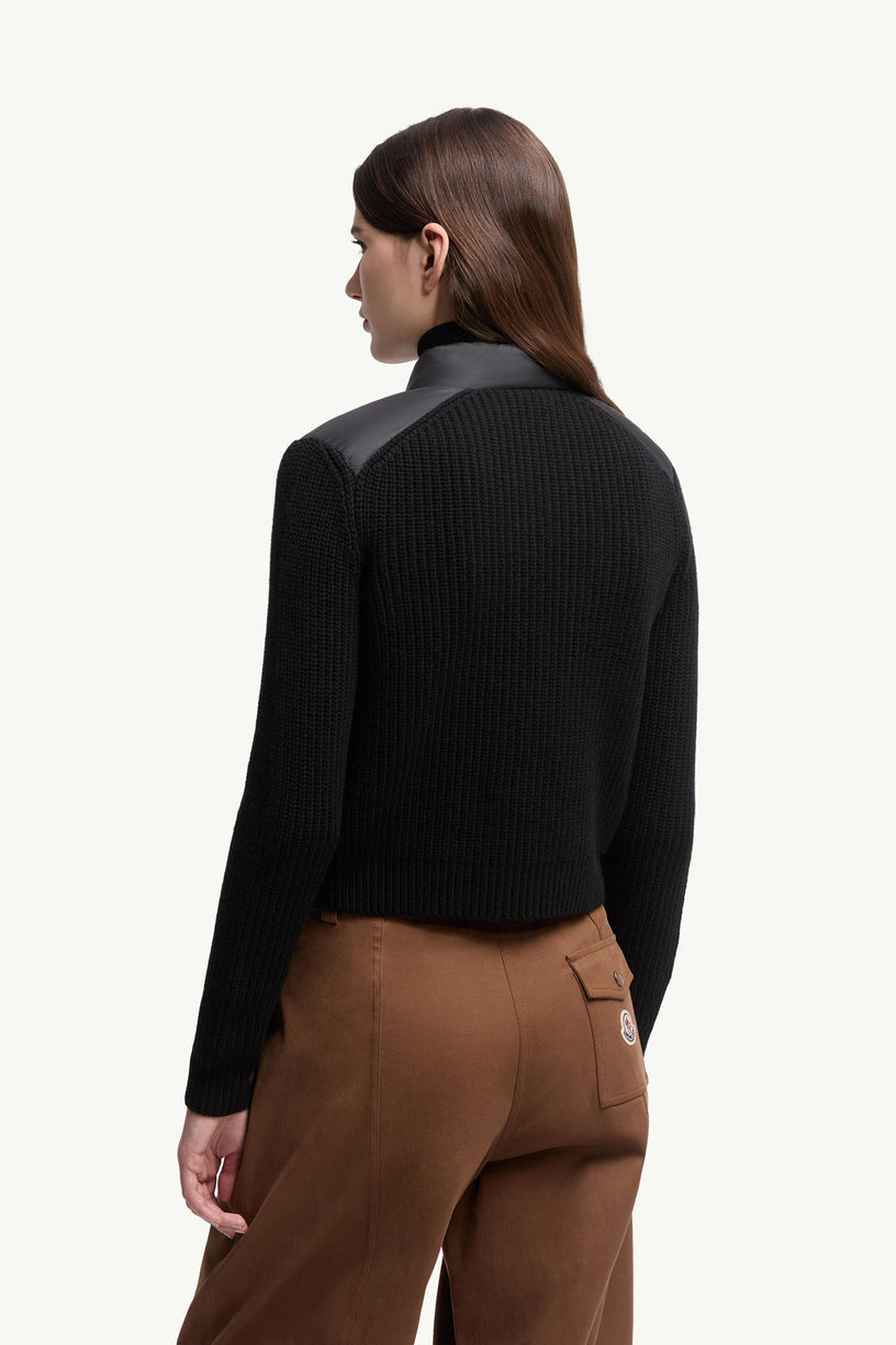 Padded wool cardigan with zip