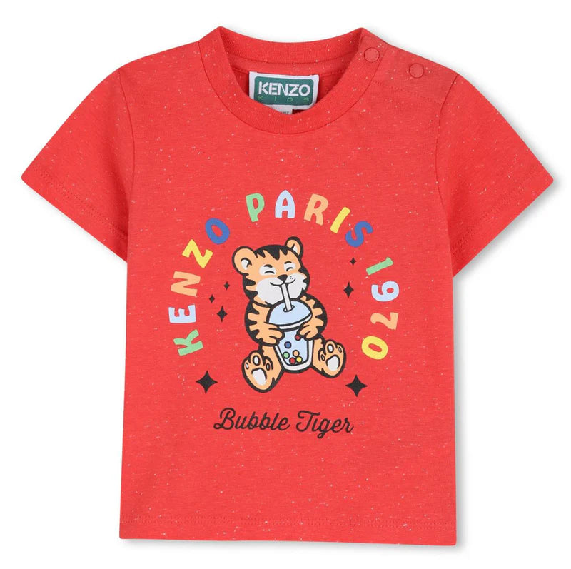 Bubble-tea tiger graphic T-shirt