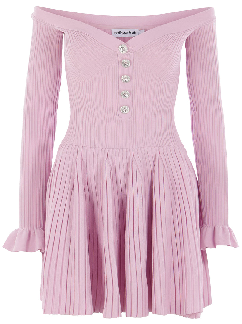 knee length dresses for ladies Pink Textured Knit Mini Dress main image 0